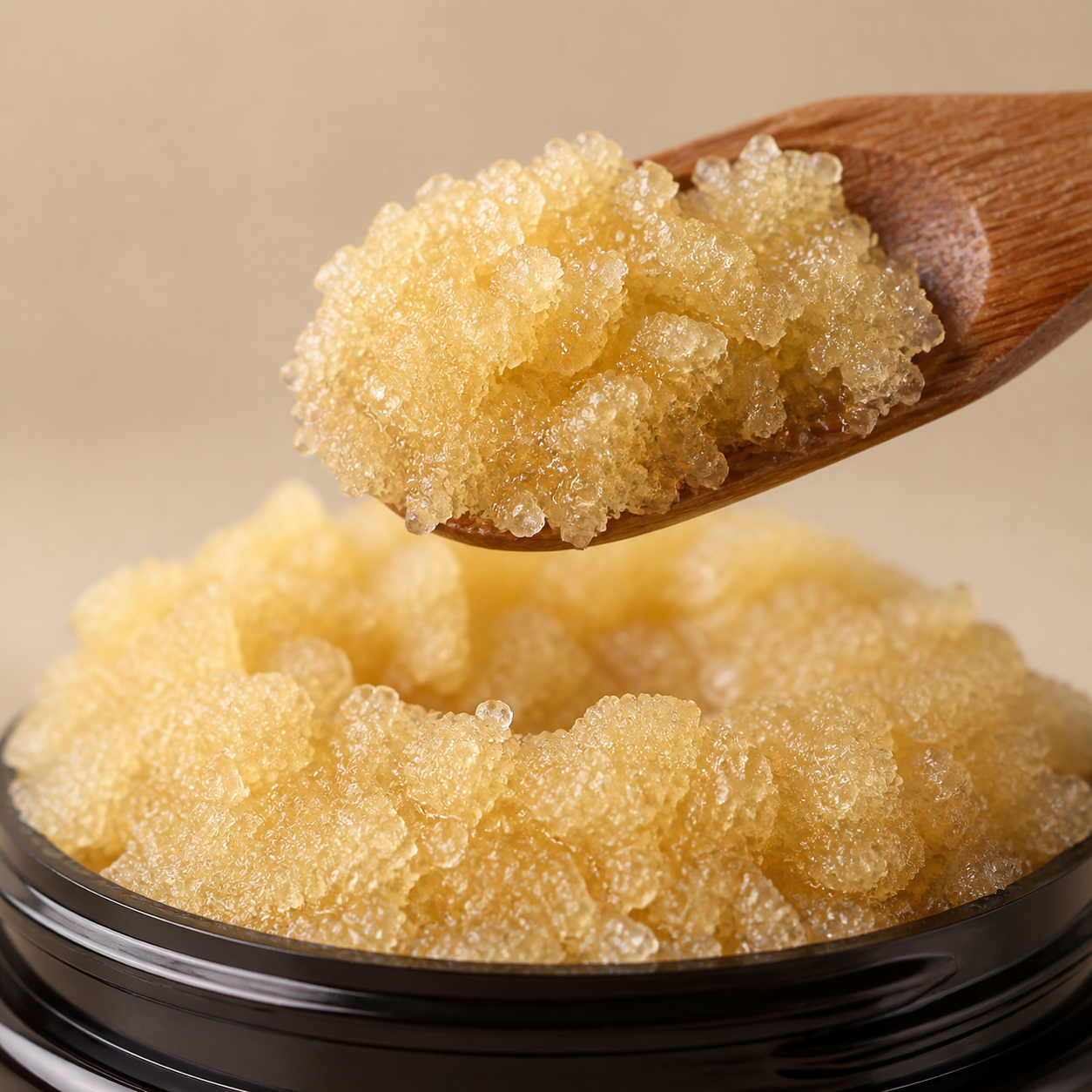 Close-up of Oatmeal Milk and Honey Brown Sugar Scrub texture