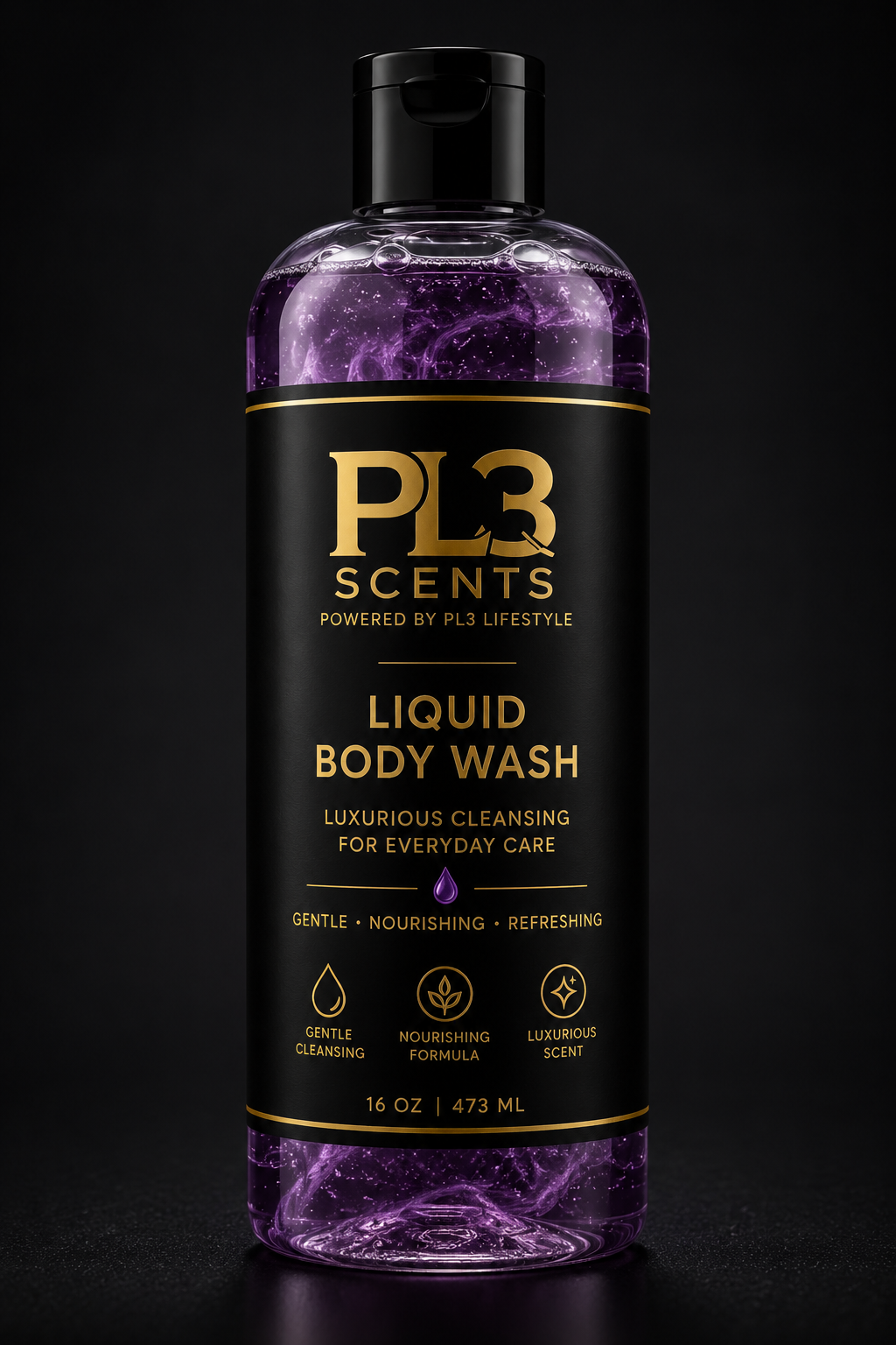 Purple PL3 Scents liquid body wash bottle – PL3 Tropical Glow