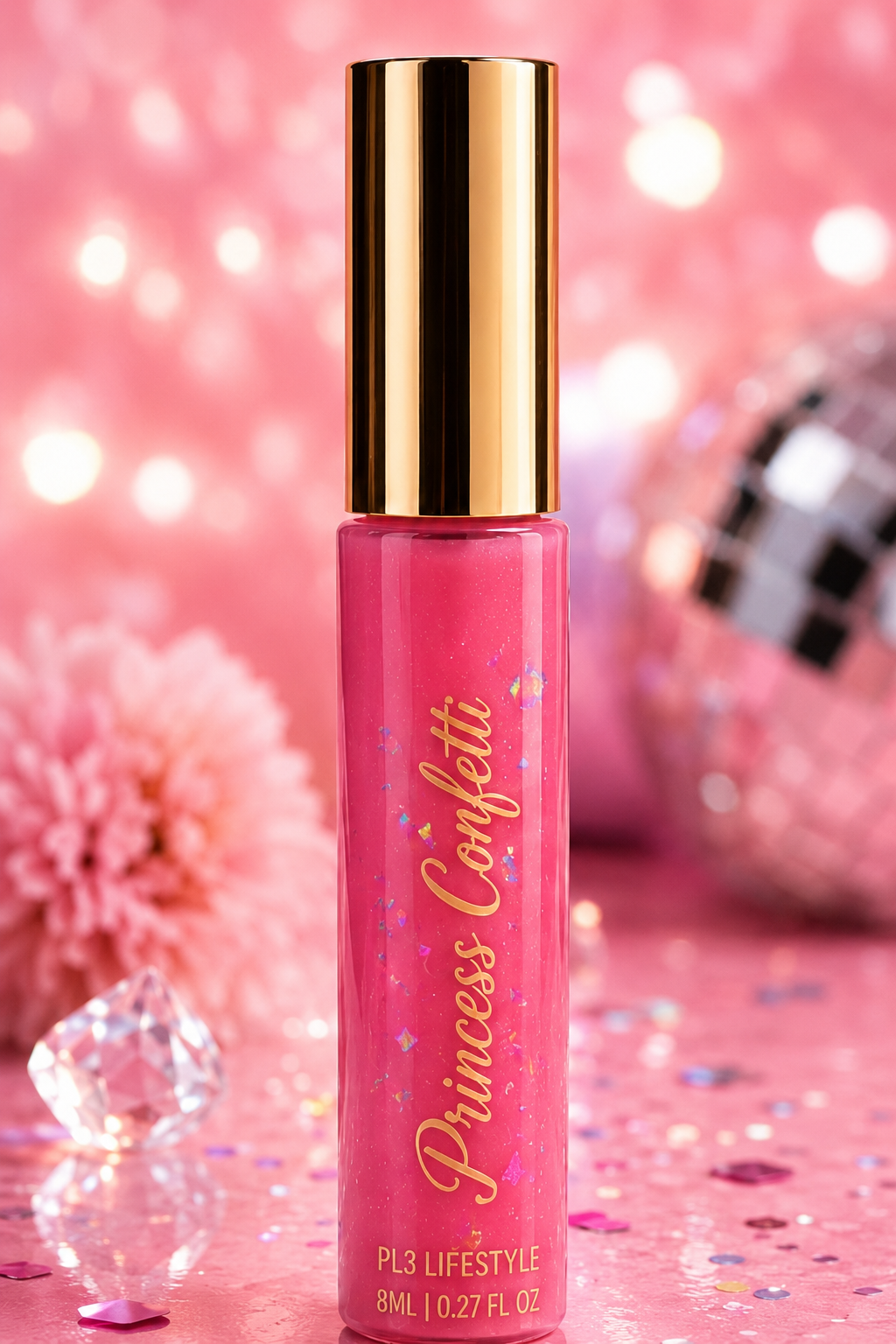 PL3 House of Drip Princess Confetti Clear Lip Gloss – 8 mL
